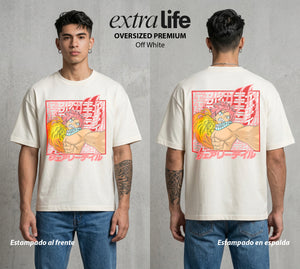 El Gremio de Magos | El Fuego del Gremio #01447 - Playera Oversized Premium | Off White - Foto en modelo