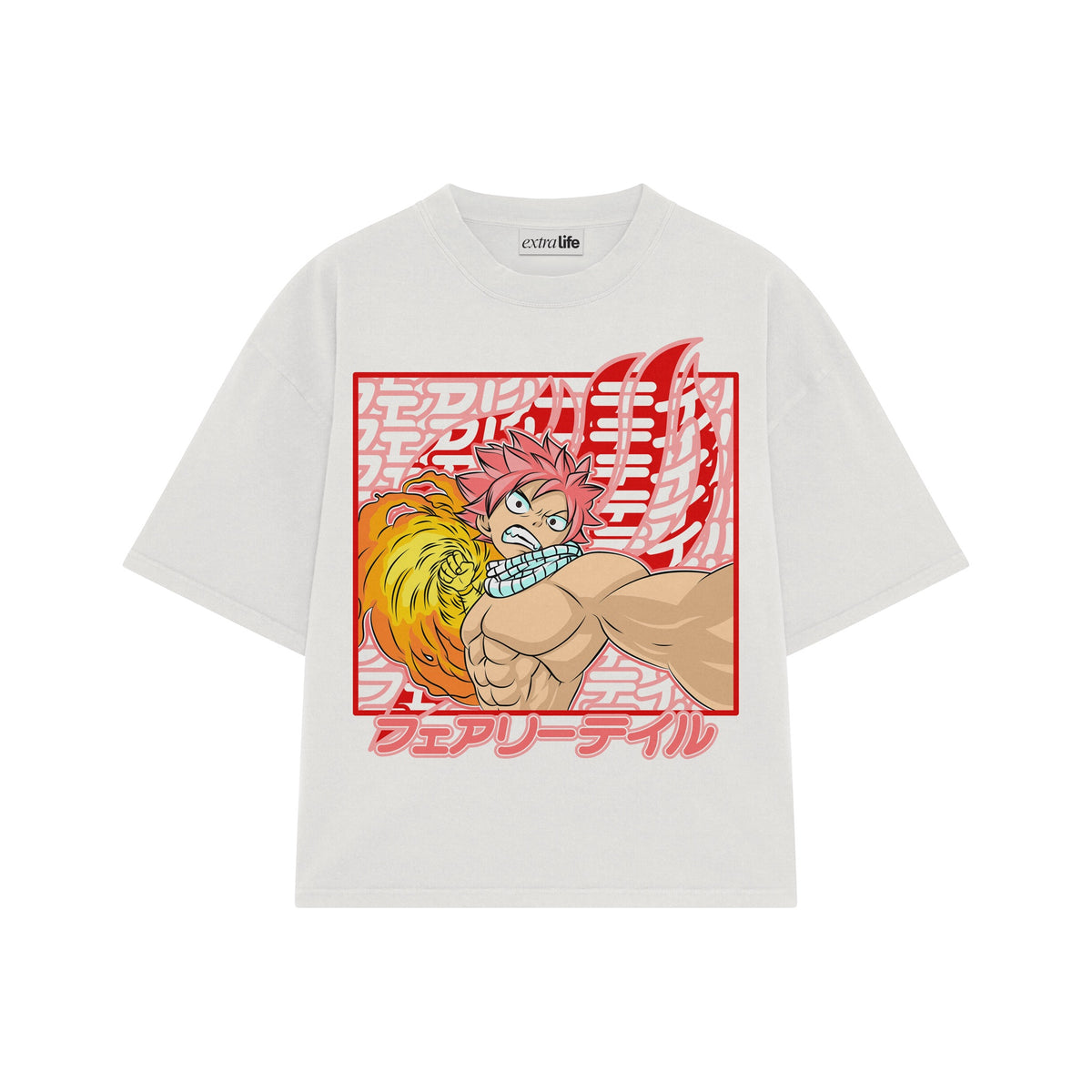 Playera streetwear premium de anime y gaming ExtraLife MX, corte oversized drop shoulder ligero y fresco en color Deep Black y Off-White, moda urbana mexicana de culto.