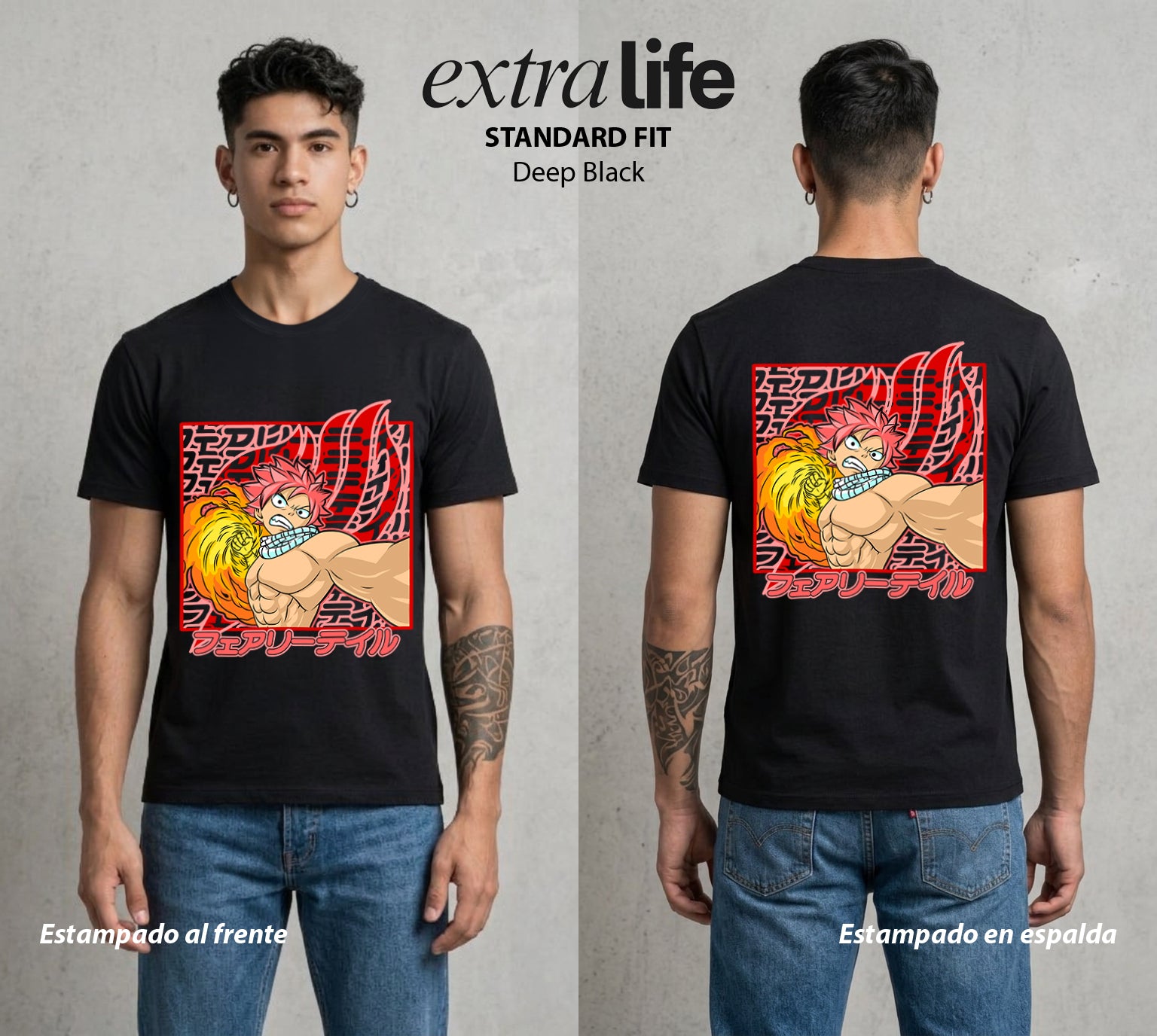 El Gremio de Magos | El Fuego del Gremio #01447 - Playera Standard Fit | Deep Black - Foto en modelo
