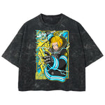 Playera streetwear premium de anime y gaming ExtraLife MX, corte boxy deluxe mineral wash heavyweight en color Acid Wash, moda urbana mexicana de culto.