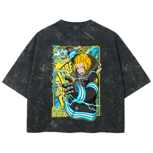 Playera streetwear premium de anime y gaming ExtraLife MX, corte boxy deluxe mineral wash heavyweight en color Acid Wash, moda urbana mexicana de culto.