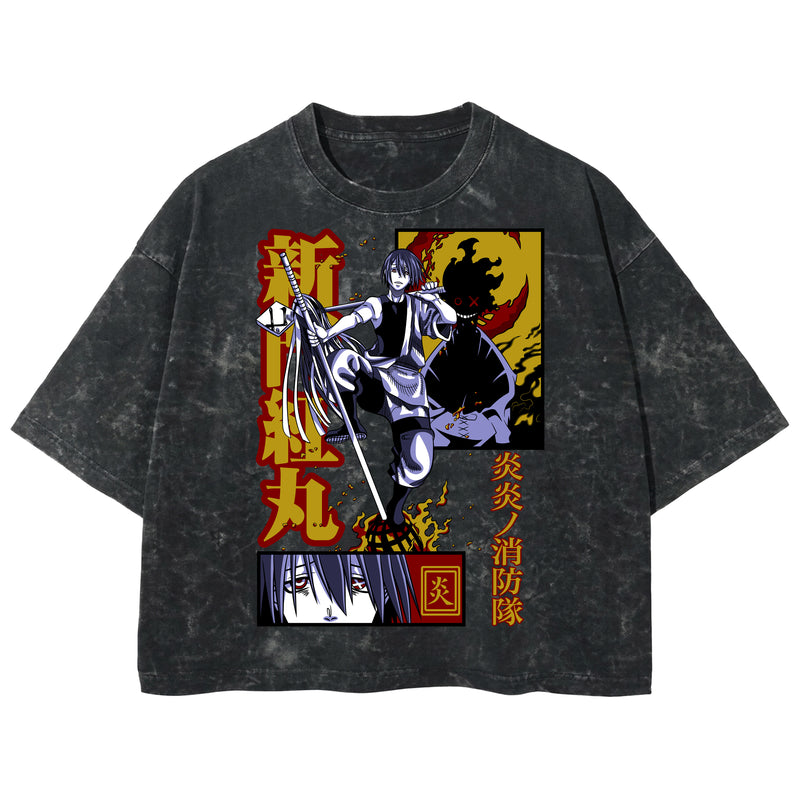 Playera streetwear premium de anime y gaming ExtraLife MX, corte boxy deluxe mineral wash heavyweight en color Acid Wash, moda urbana mexicana de culto.