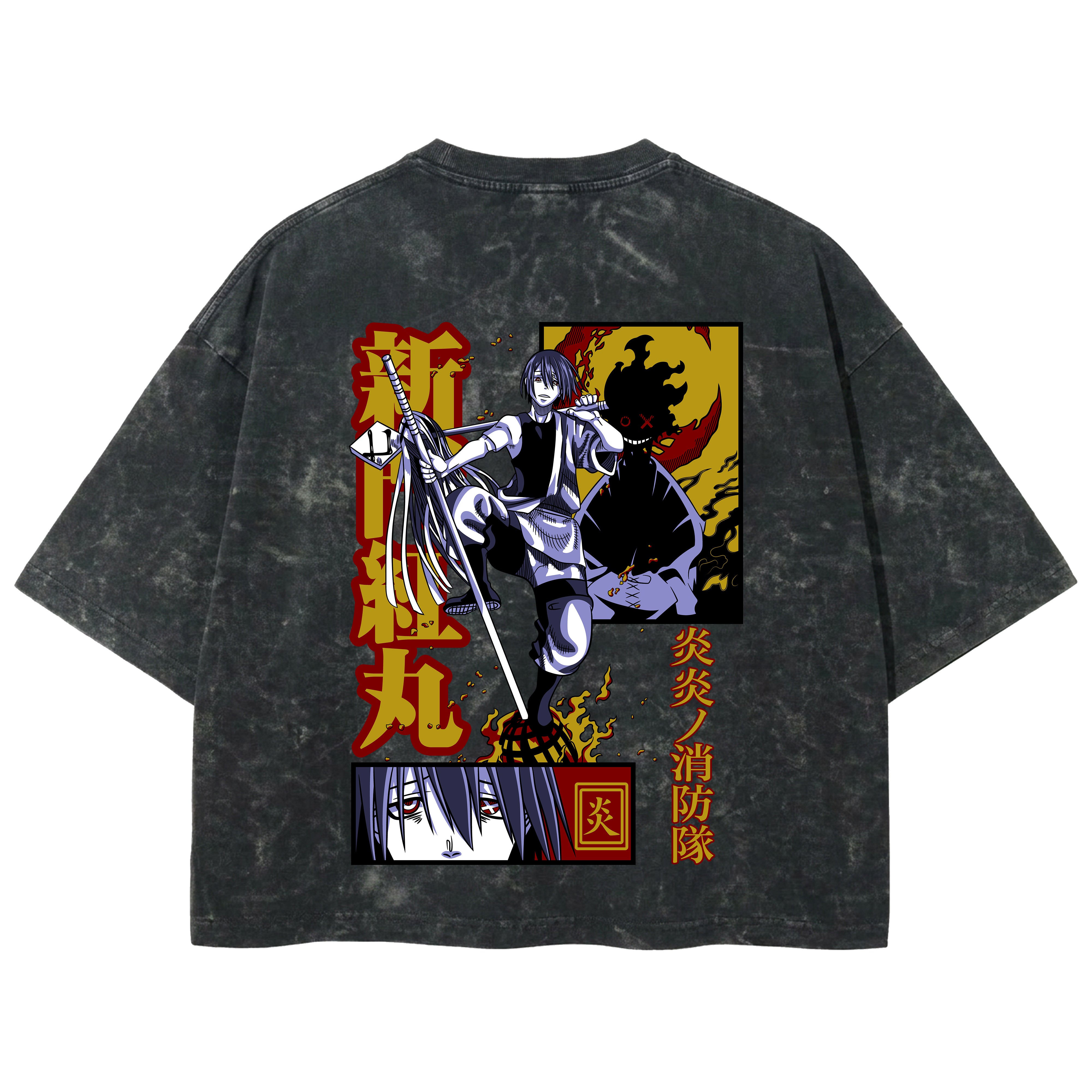 Playera streetwear premium de anime y gaming ExtraLife MX, corte boxy deluxe mineral wash heavyweight en color Acid Wash, moda urbana mexicana de culto.
