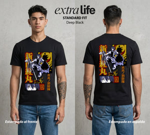 Los Bomberos del Infierno | Los Gemelos del Fuego #01451 - Playera Standard Fit | Deep Black - Foto en modelo