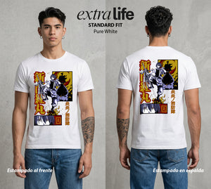 Los Bomberos del Infierno | Los Gemelos del Fuego #01451 - Playera Standard Fit | Pure White - Foto en modelo