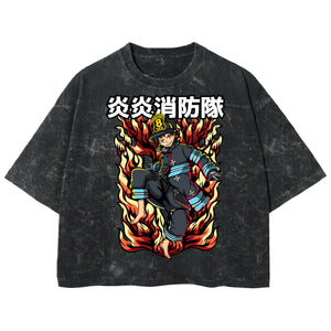 Playera streetwear premium de anime y gaming ExtraLife MX, corte boxy deluxe mineral wash heavyweight en color Acid Wash, moda urbana mexicana de culto.
