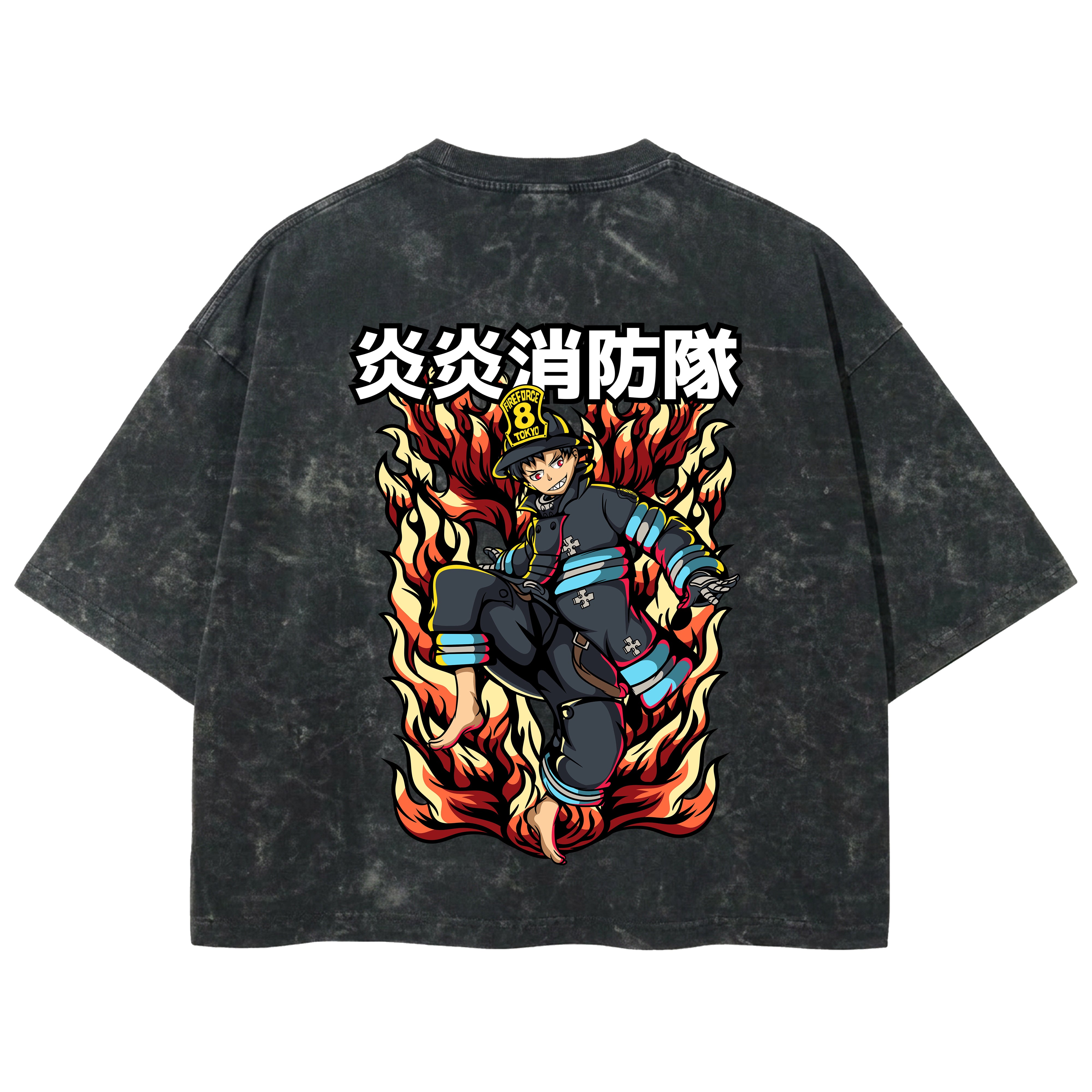 Playera streetwear premium de anime y gaming ExtraLife MX, corte boxy deluxe mineral wash heavyweight en color Acid Wash, moda urbana mexicana de culto.
