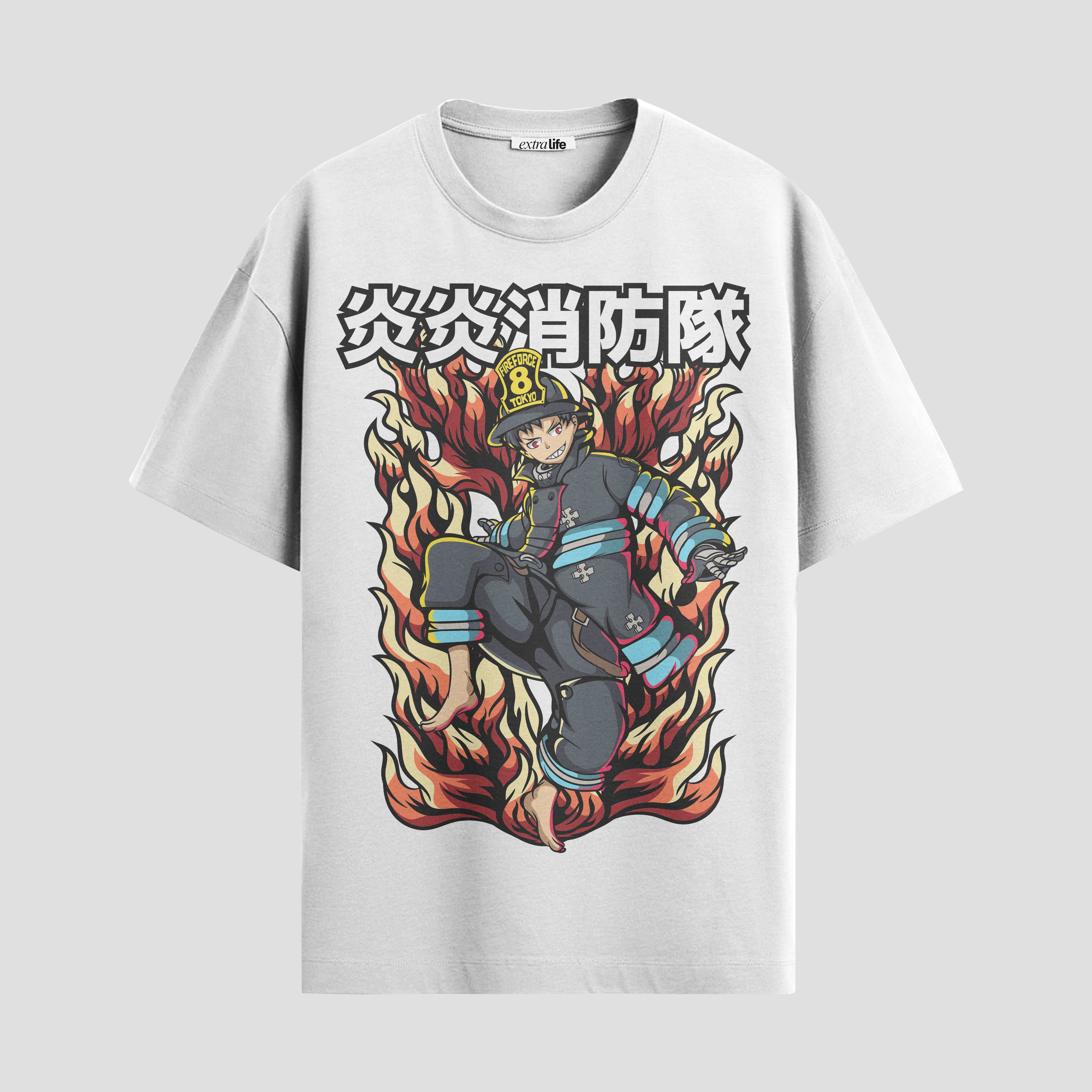 Playera urbana de anime y gaming ExtraLife MX, corte Standard Fit unisex ligero y transpirable en color Deep Black y Pure White, ropa de uso diario para gym y casual.