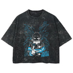 Playera streetwear premium de anime y gaming ExtraLife MX, corte boxy deluxe mineral wash heavyweight en color Acid Wash, moda urbana mexicana de culto.