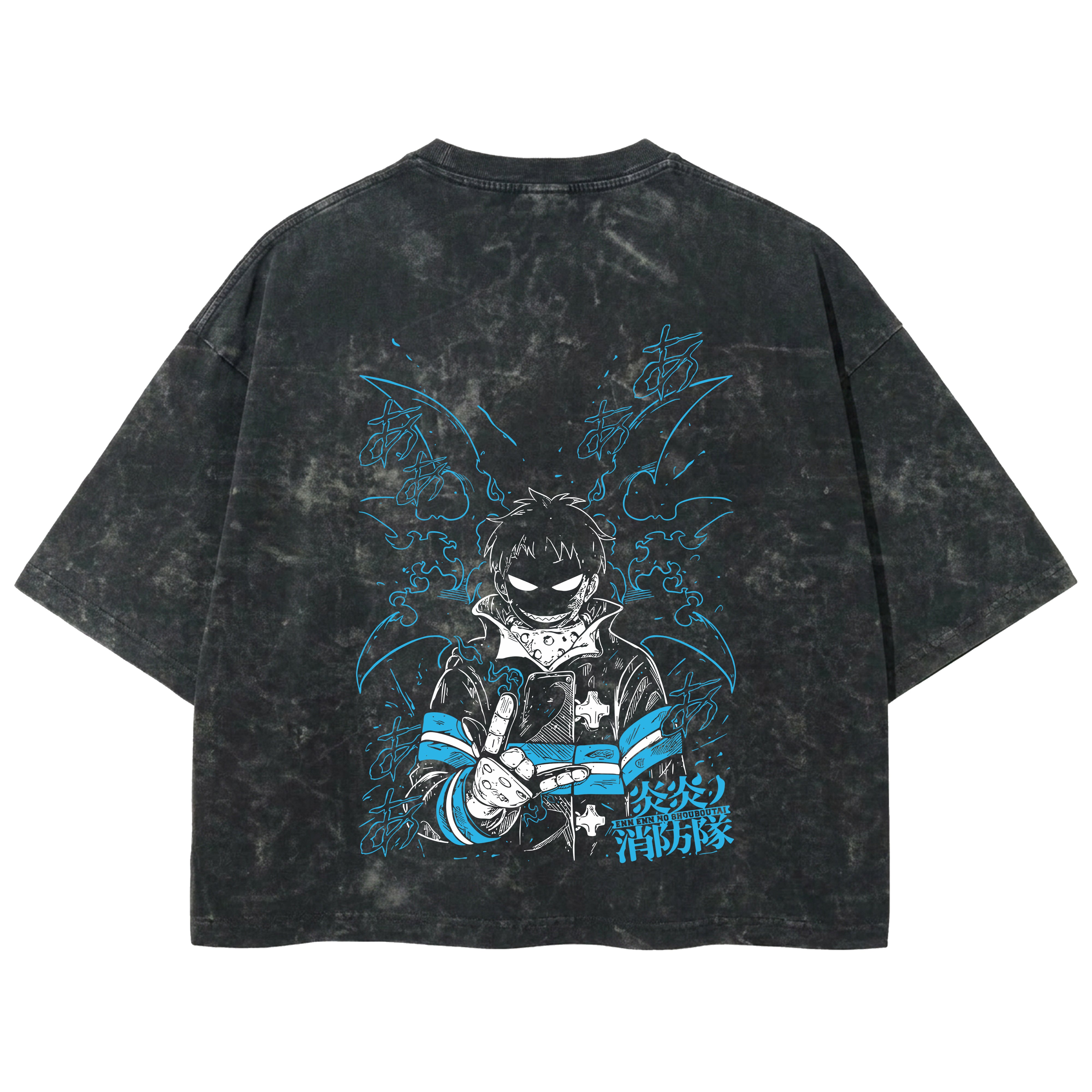 Playera streetwear premium de anime y gaming ExtraLife MX, corte boxy deluxe mineral wash heavyweight en color Acid Wash, moda urbana mexicana de culto.