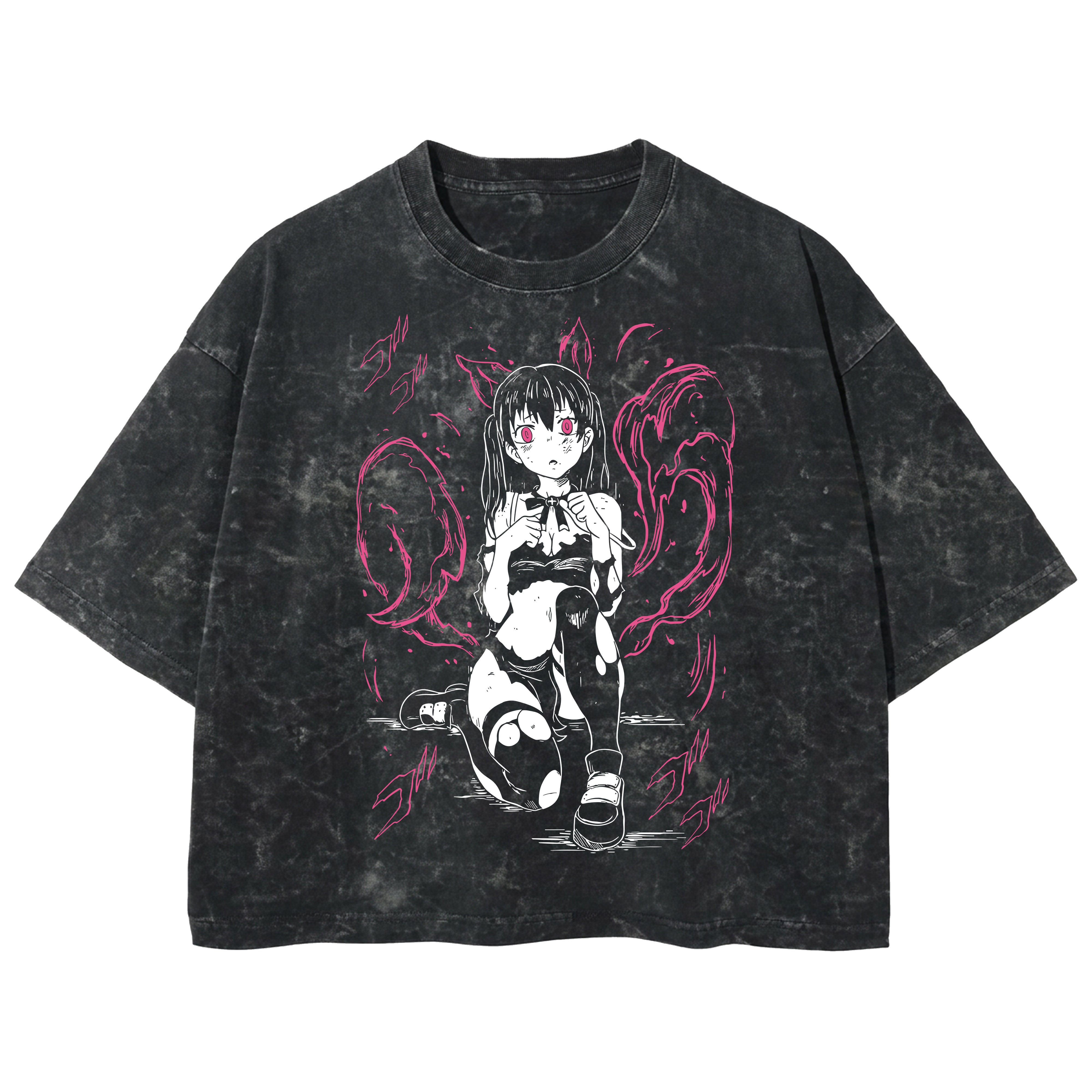 Playera streetwear premium de anime y gaming ExtraLife MX, corte boxy deluxe mineral wash heavyweight en color Acid Wash, moda urbana mexicana de culto.