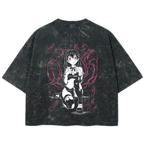 Playera streetwear premium de anime y gaming ExtraLife MX, corte boxy deluxe mineral wash heavyweight en color Acid Wash, moda urbana mexicana de culto.