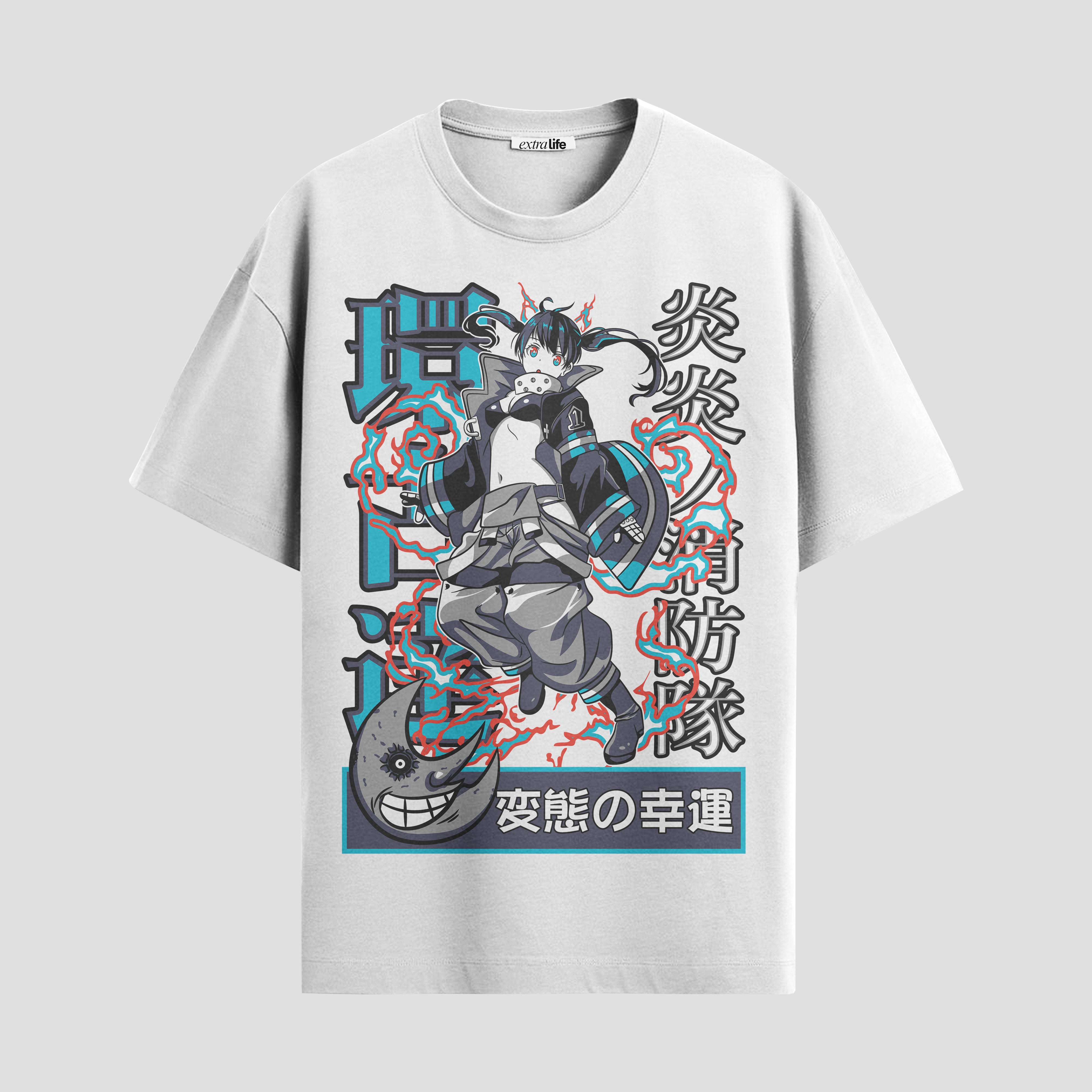 Playera urbana de anime y gaming ExtraLife MX, corte Standard Fit unisex ligero y transpirable en color Deep Black y Pure White, ropa de uso diario para gym y casual.
