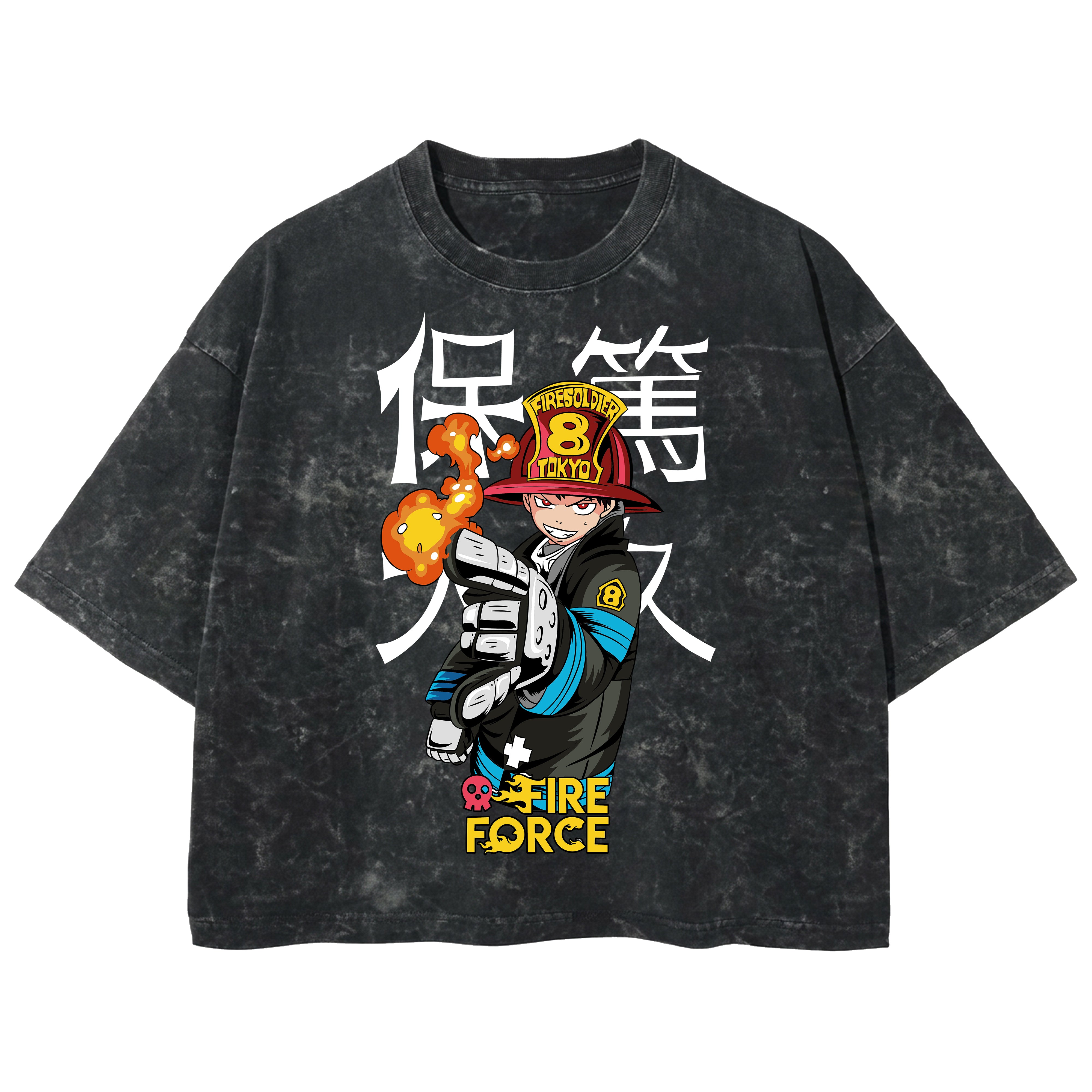 Playera streetwear premium de anime y gaming ExtraLife MX, corte boxy deluxe mineral wash heavyweight en color Acid Wash, moda urbana mexicana de culto.
