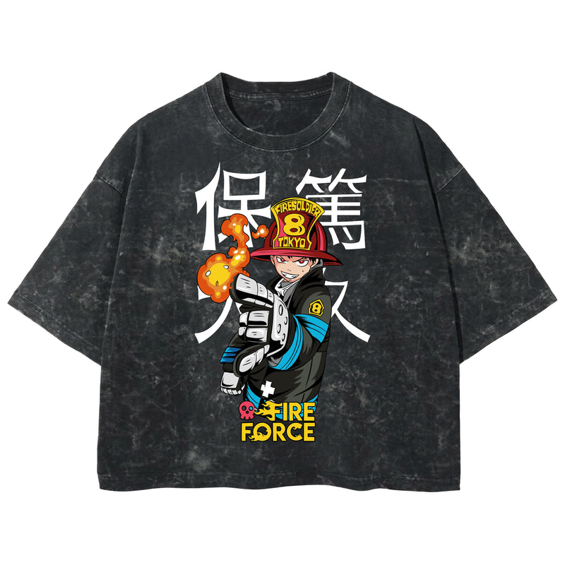 Playera streetwear premium de anime y gaming ExtraLife MX, corte boxy deluxe mineral wash heavyweight en color Acid Wash, moda urbana mexicana de culto.