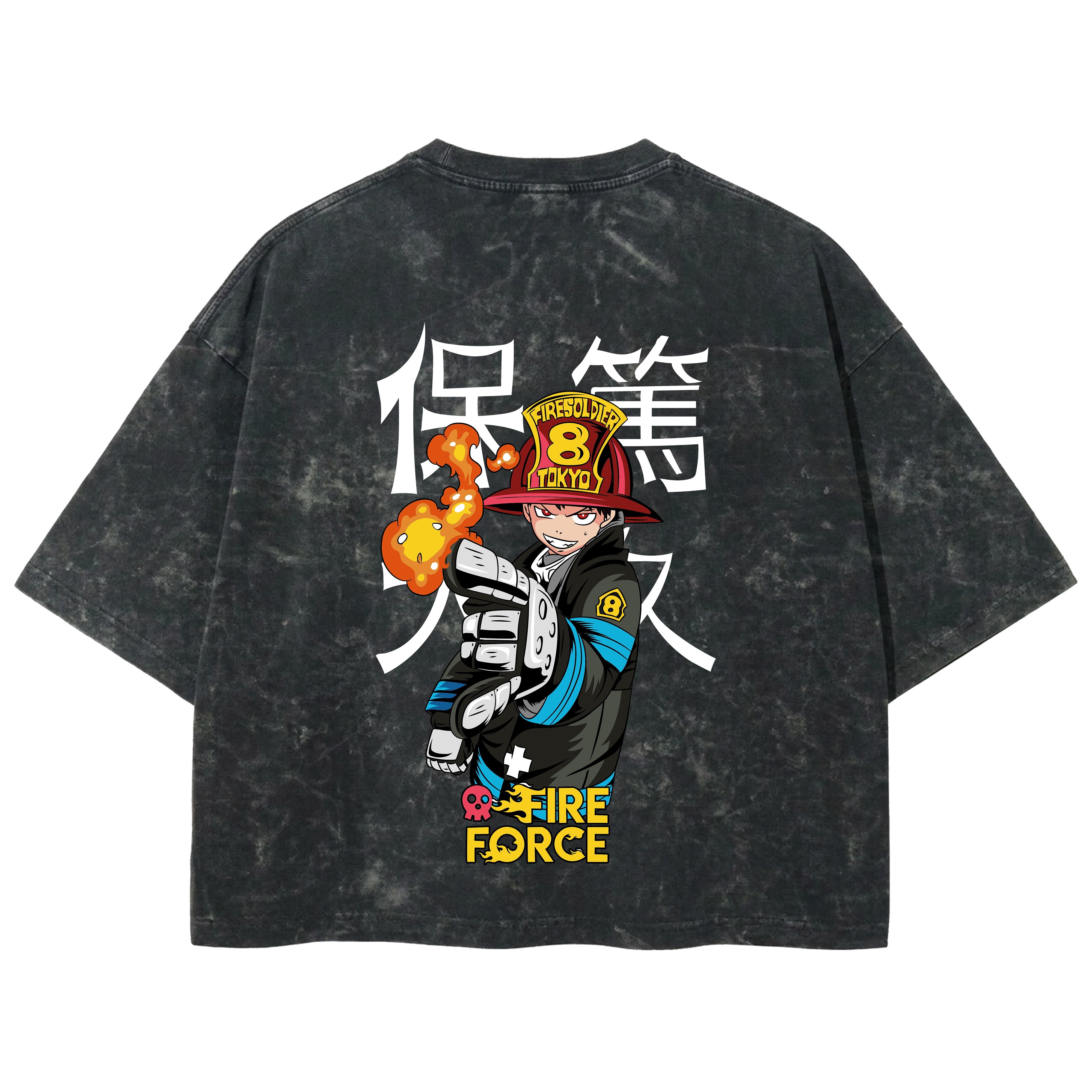 Playera streetwear premium de anime y gaming ExtraLife MX, corte boxy deluxe mineral wash heavyweight en color Acid Wash, moda urbana mexicana de culto.