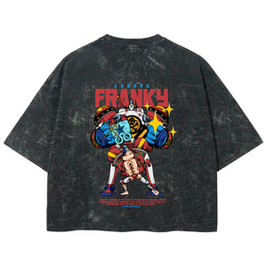 Playera streetwear premium de anime y gaming ExtraLife MX, corte boxy deluxe mineral wash heavyweight en color Acid Wash, moda urbana mexicana de culto.