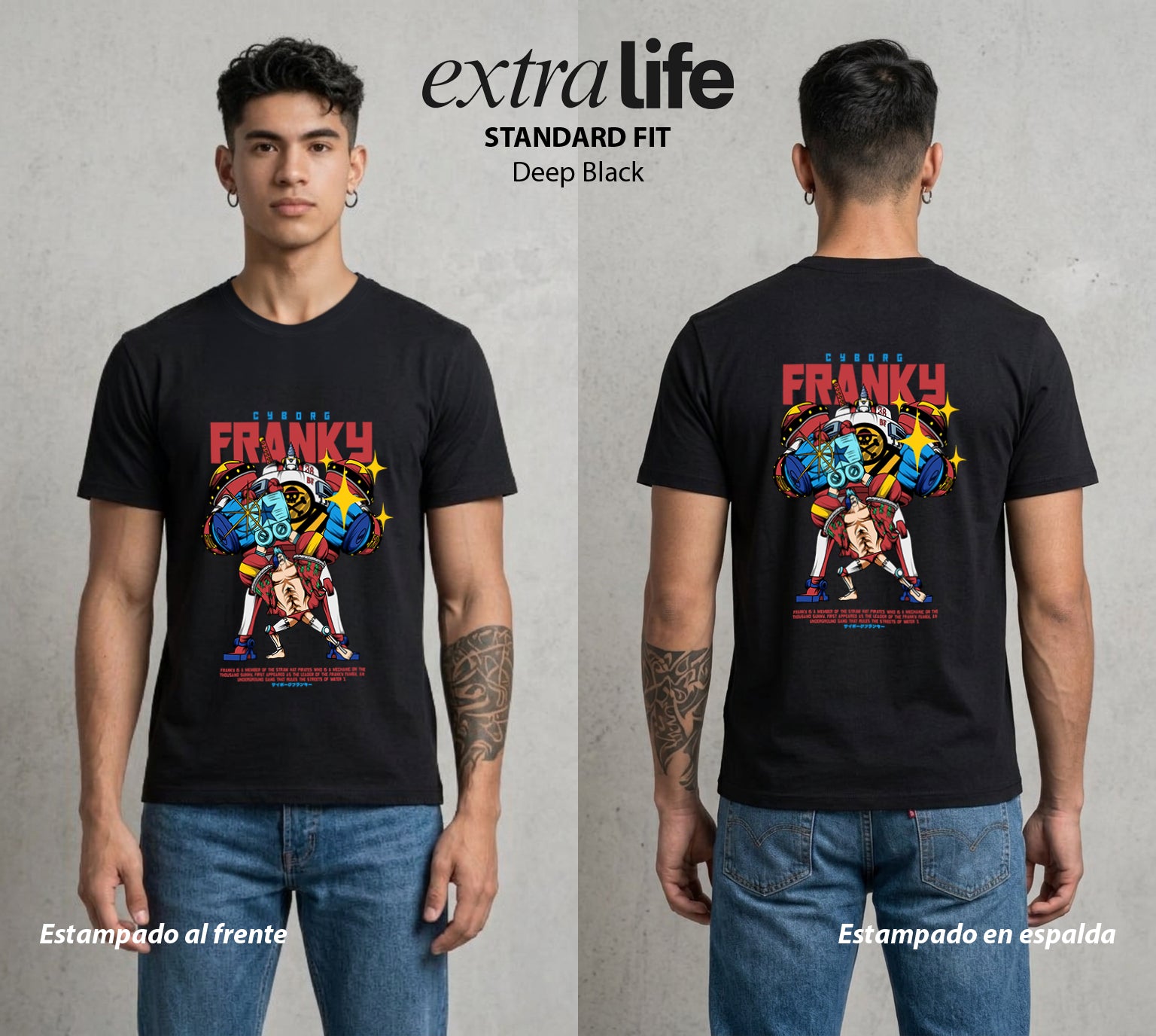 Mar de los Piratas | El Super Cyborg #01458 - Playera Standard Fit | Deep Black - Foto en modelo