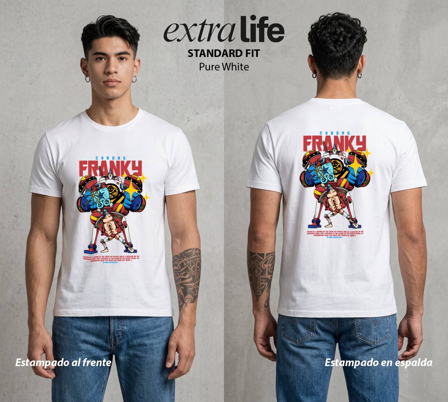 Mar de los Piratas | El Super Cyborg #01458 - Playera Standard Fit | Pure White - Foto en modelo