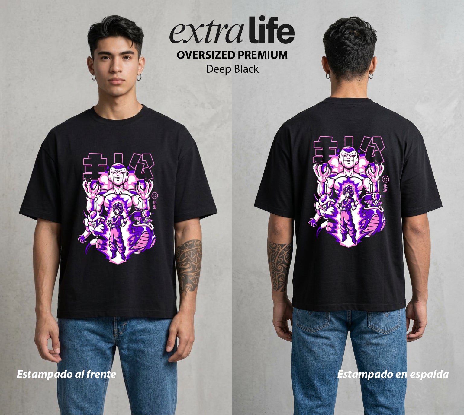 El Poder de las Esferas | El Tirano del Cosmos #01459 - Playera Oversized Premium | Deep Black - Foto en modelo