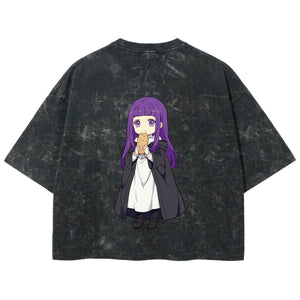 Playera streetwear premium de anime y gaming ExtraLife MX, corte boxy deluxe mineral wash heavyweight en color Acid Wash, moda urbana mexicana de culto.
