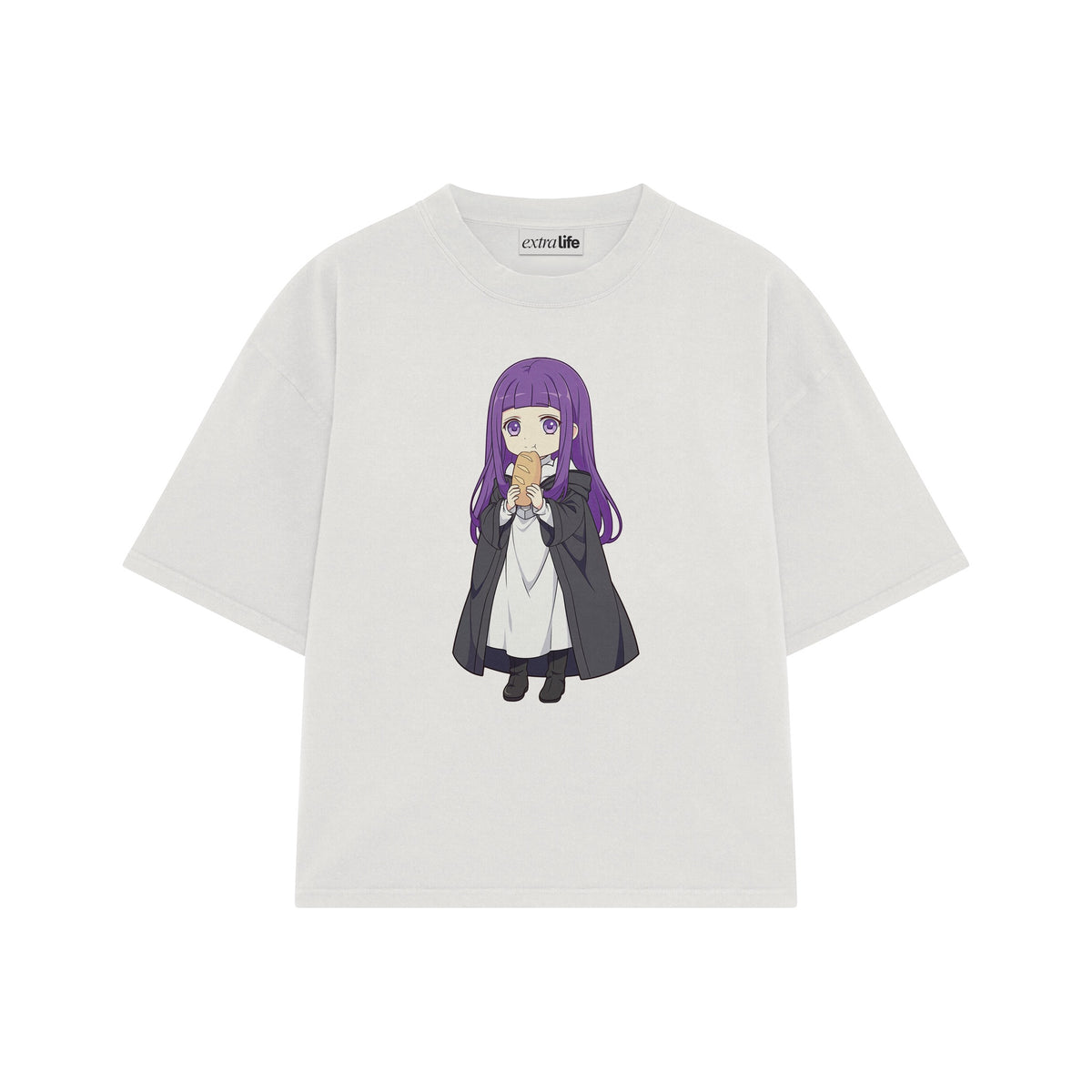 Playera streetwear premium de anime y gaming ExtraLife MX, corte oversized drop shoulder ligero y fresco en color Deep Black y Off-White, moda urbana mexicana de culto.