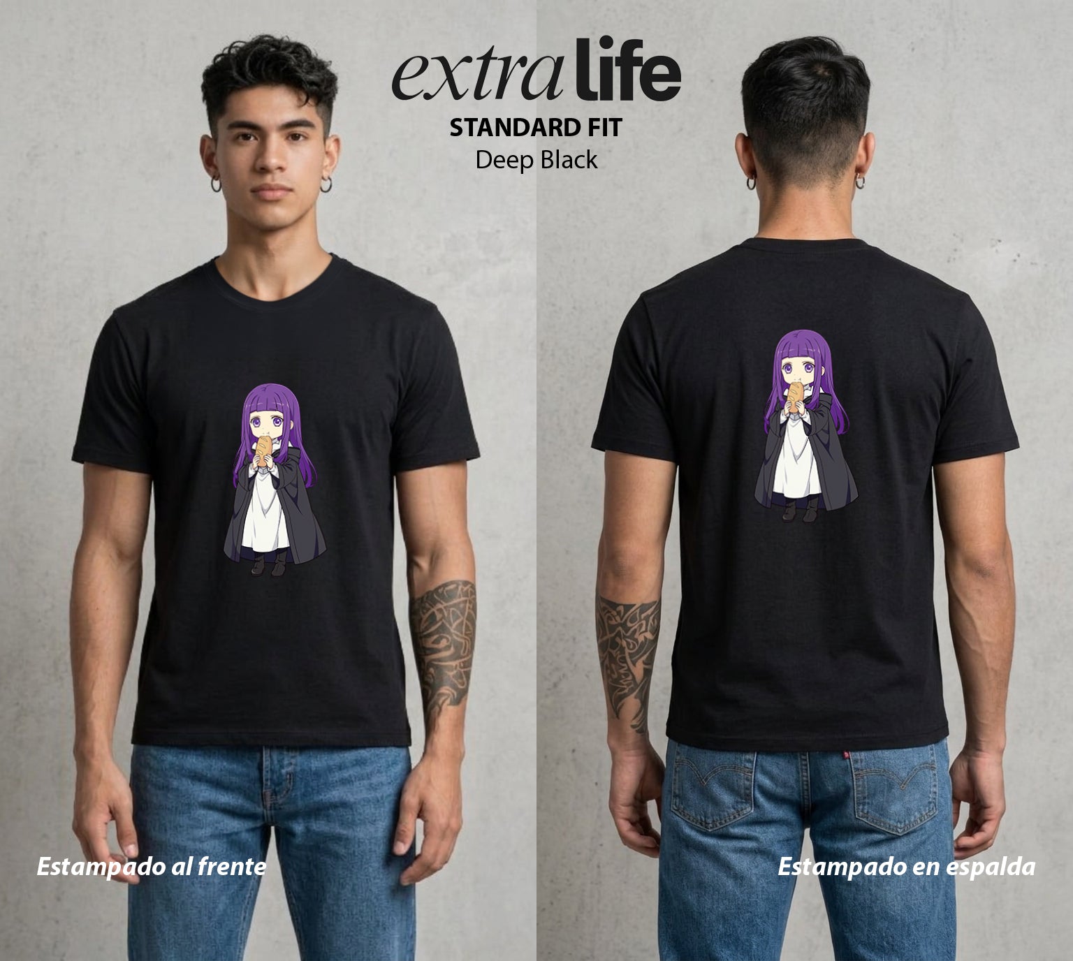 El Viaje sin Fin | La Elfa del Largo Viaje Chibi #01460 - Playera Standard Fit | Deep Black - Foto en modelo