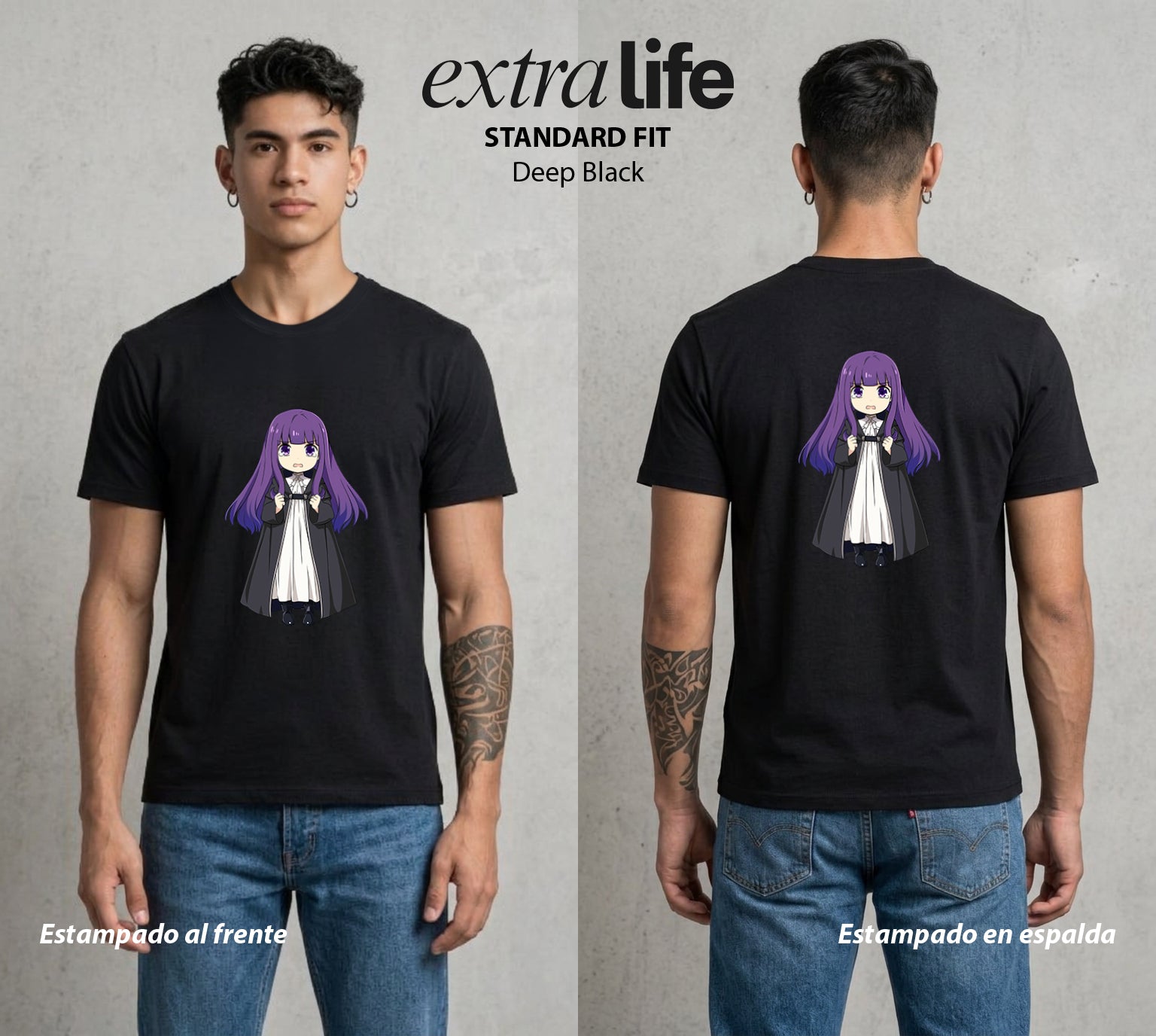 El Viaje sin Fin | La Maga del Olvido Chibi #01461 - Playera Standard Fit | Deep Black - Foto en modelo