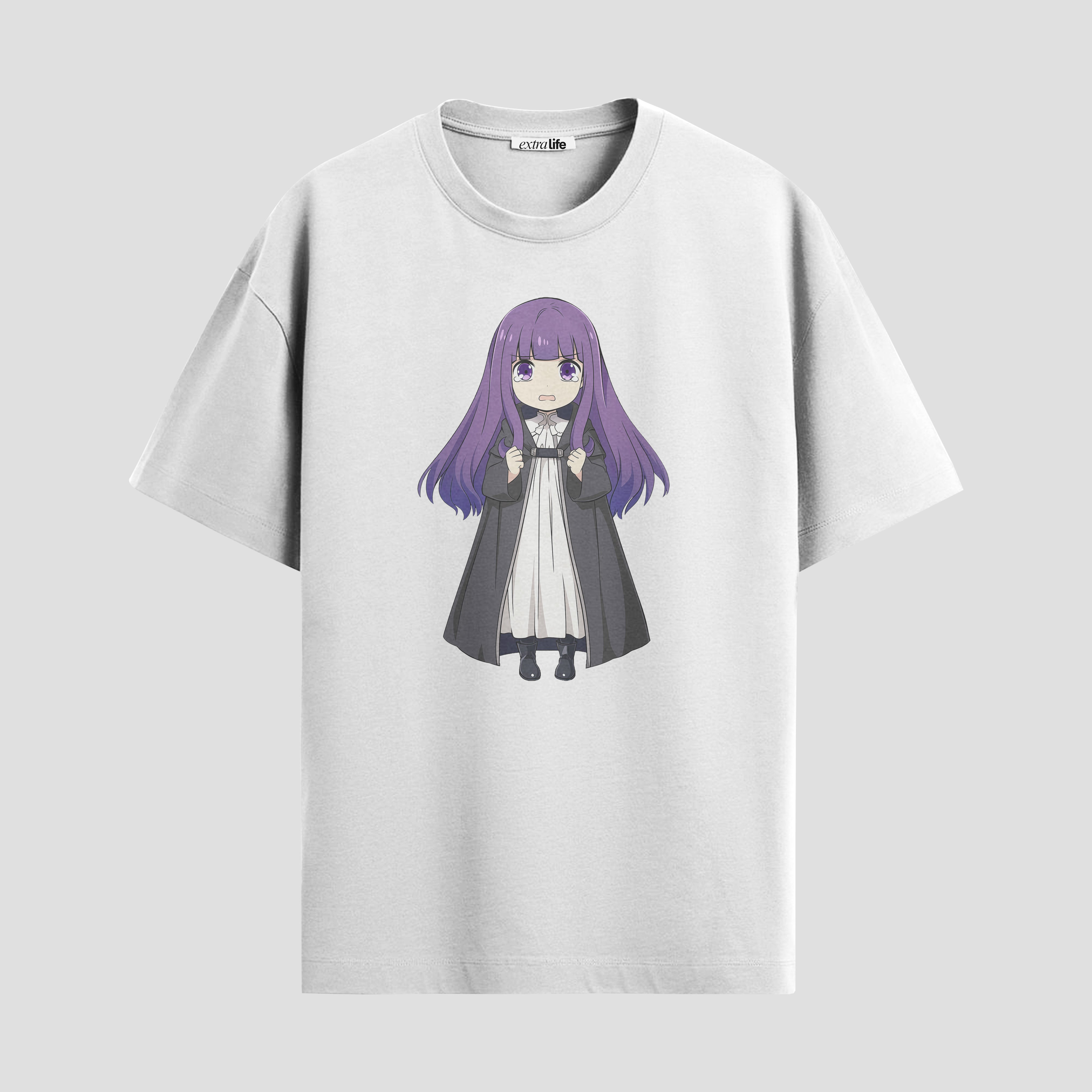 Playera urbana de anime y gaming ExtraLife MX, corte Standard Fit unisex ligero y transpirable en color Deep Black y Pure White, ropa de uso diario para gym y casual.