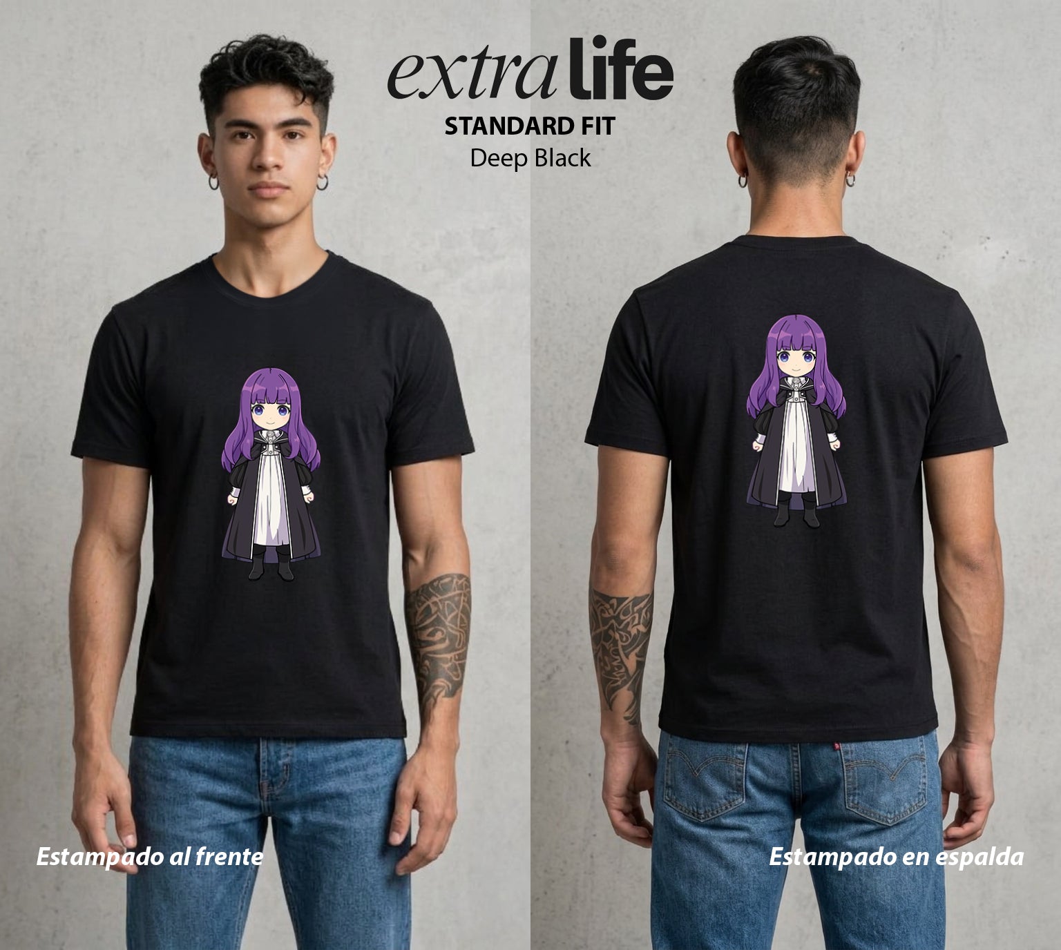 El Viaje sin Fin | Mil Anos de Memoria Chibi #01462 - Playera Standard Fit | Deep Black - Foto en modelo