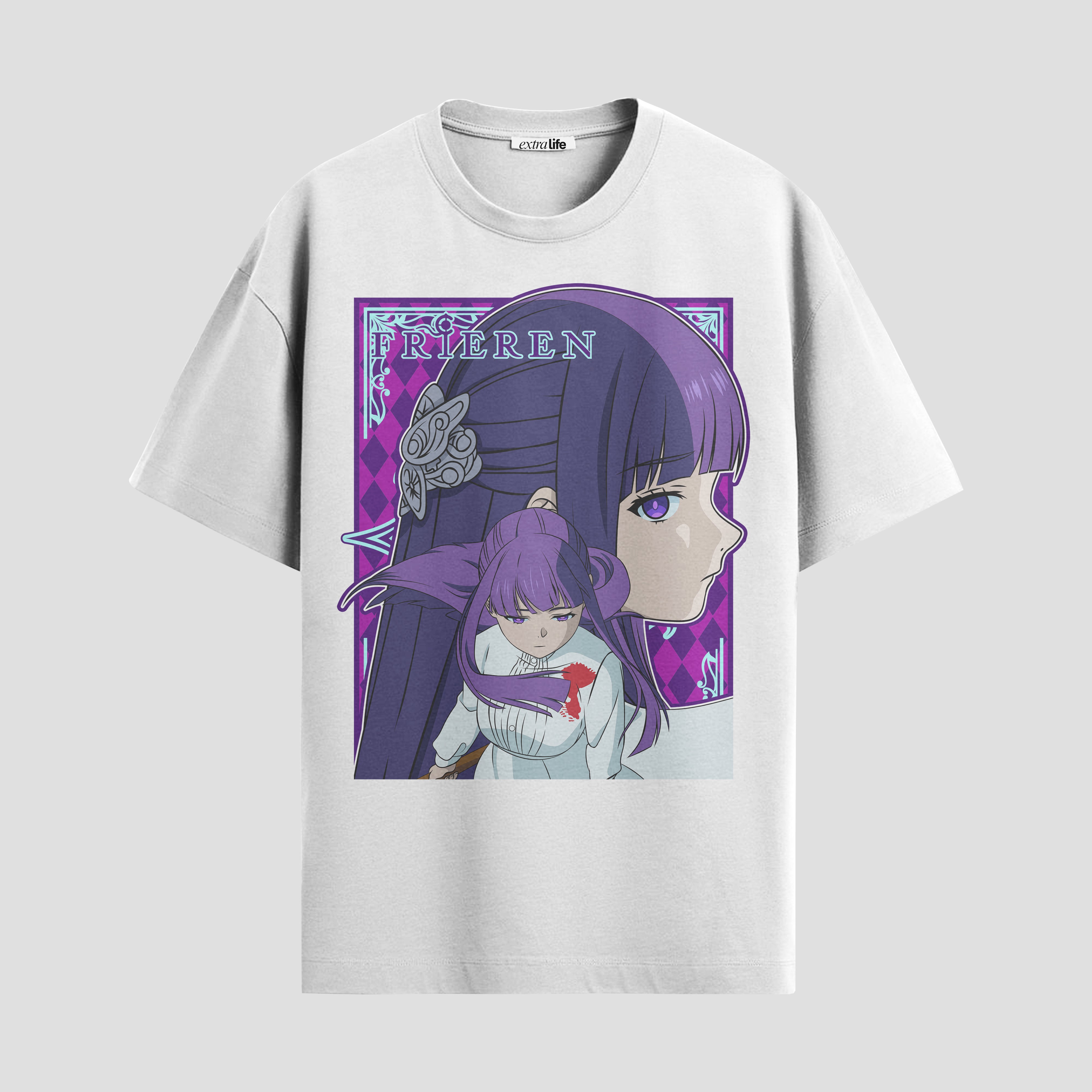 Playera urbana de anime y gaming ExtraLife MX, corte Standard Fit unisex ligero y transpirable en color Deep Black y Pure White, ropa de uso diario para gym y casual.