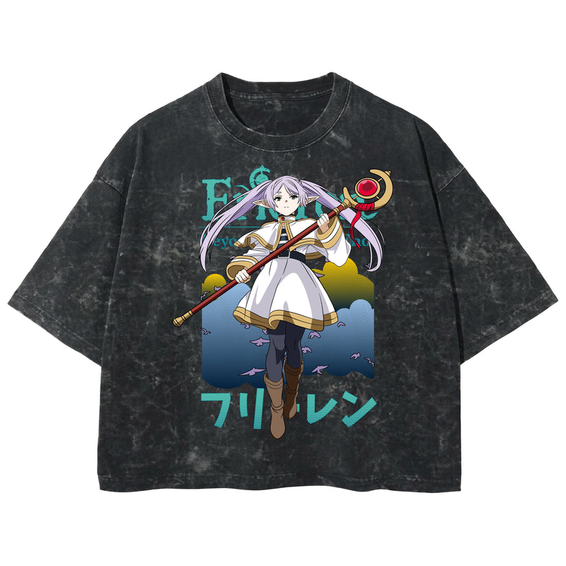 Playera streetwear premium de anime y gaming ExtraLife MX, corte boxy deluxe mineral wash heavyweight en color Acid Wash, moda urbana mexicana de culto.