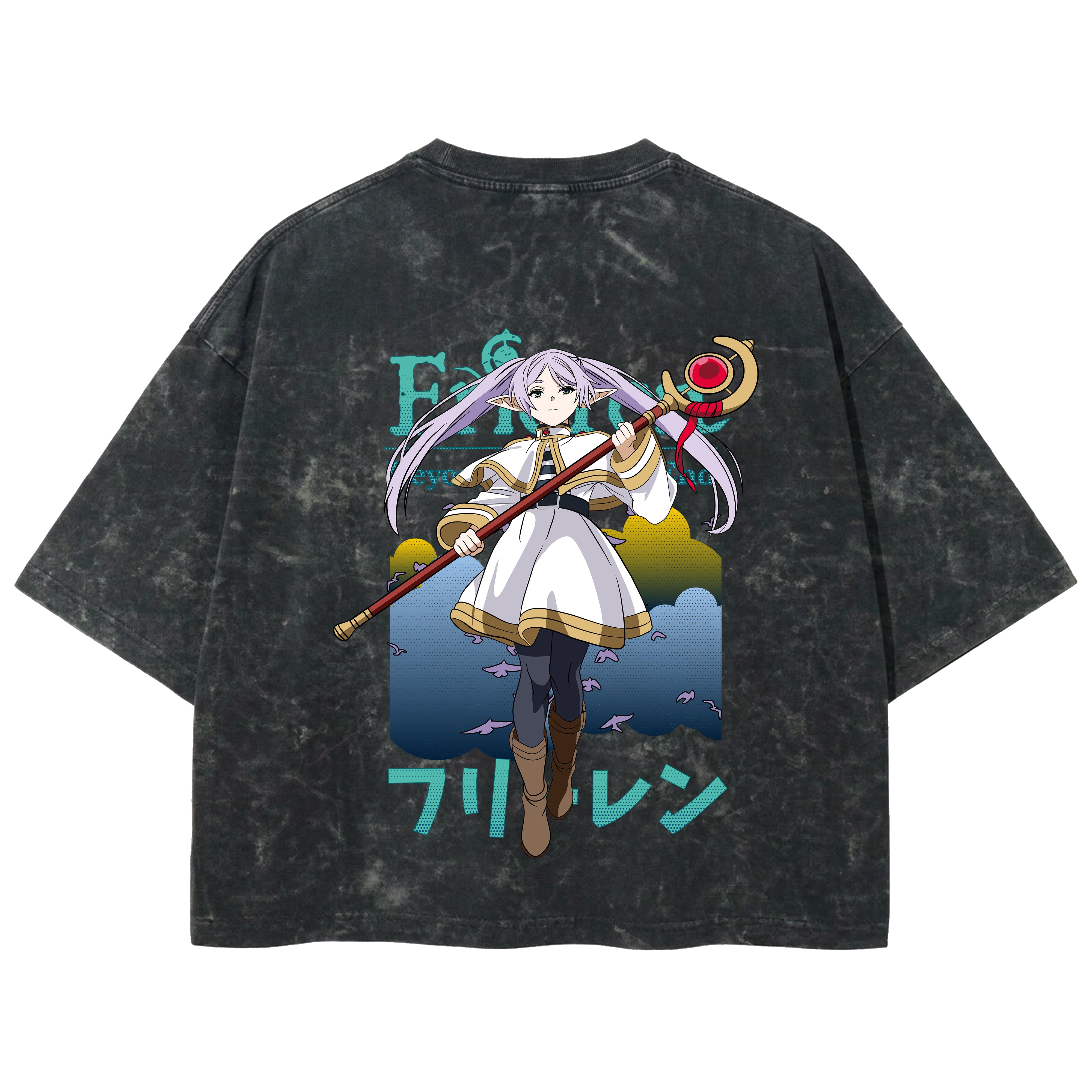 Playera streetwear premium de anime y gaming ExtraLife MX, corte boxy deluxe mineral wash heavyweight en color Acid Wash, moda urbana mexicana de culto.