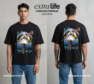 El Viaje sin Fin | La Elfa del Largo Viaje #01464 - Playera Oversized Premium | Deep Black - Foto en modelo