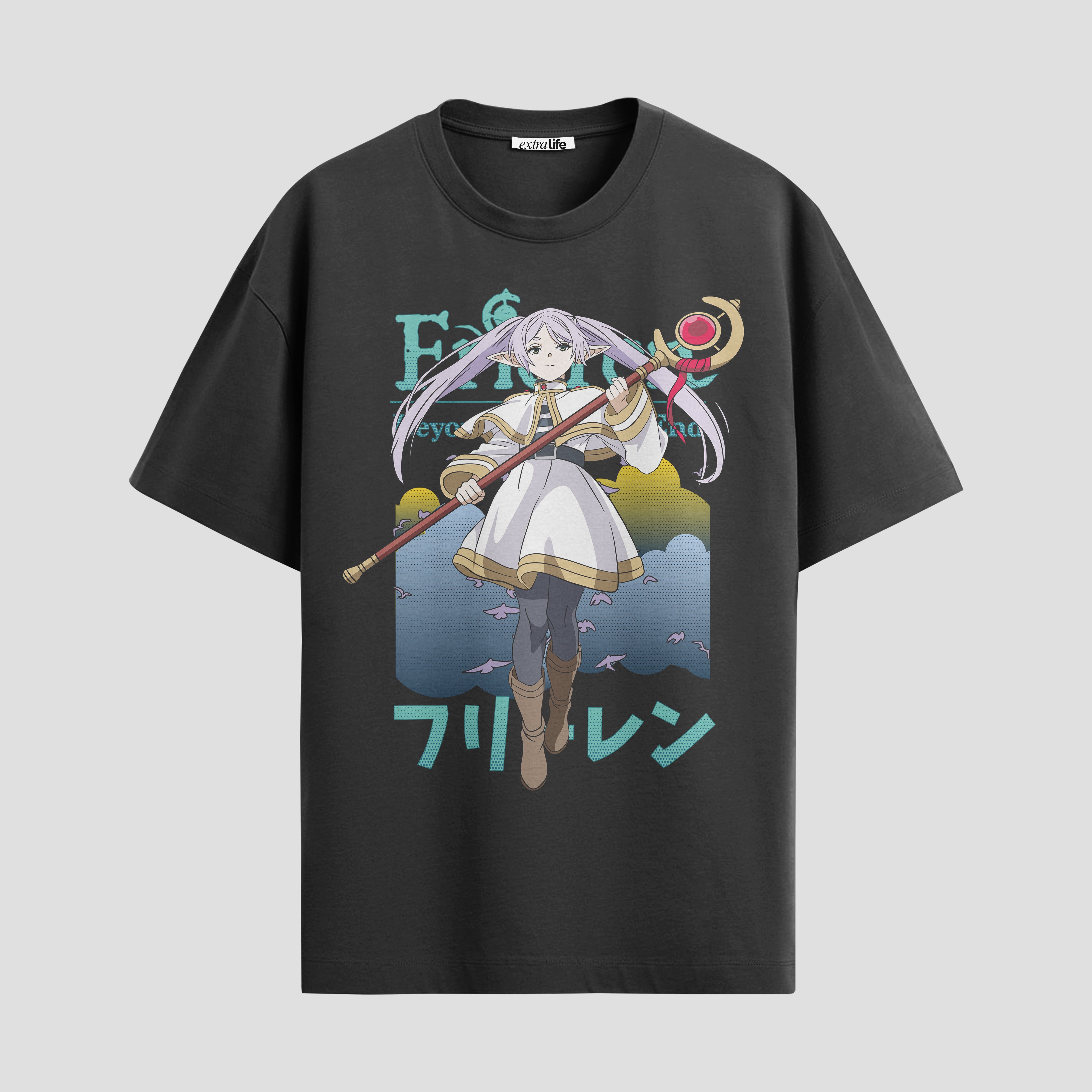 Playera urbana de anime y gaming ExtraLife MX, corte Standard Fit unisex ligero y transpirable en color Deep Black y Pure White, ropa de uso diario para gym y casual.