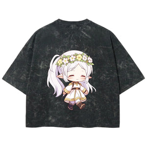 Playera streetwear premium de anime y gaming ExtraLife MX, corte boxy deluxe mineral wash heavyweight en color Acid Wash, moda urbana mexicana de culto.