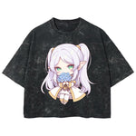 Playera streetwear premium de anime y gaming ExtraLife MX, corte boxy deluxe mineral wash heavyweight en color Acid Wash, moda urbana mexicana de culto.