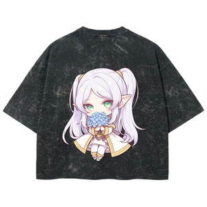 Playera streetwear premium de anime y gaming ExtraLife MX, corte boxy deluxe mineral wash heavyweight en color Acid Wash, moda urbana mexicana de culto.