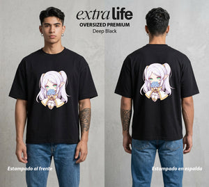 El Viaje sin Fin | Mil Anos de Memoria Chibi #01467 - Playera Oversized Premium | Deep Black - Foto en modelo