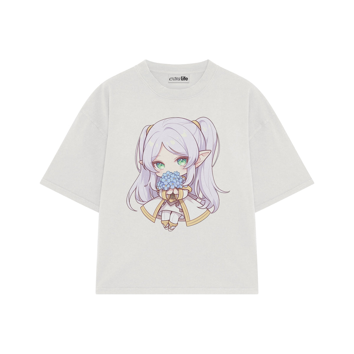 Playera streetwear premium de anime y gaming ExtraLife MX, corte oversized drop shoulder ligero y fresco en color Deep Black y Off-White, moda urbana mexicana de culto.