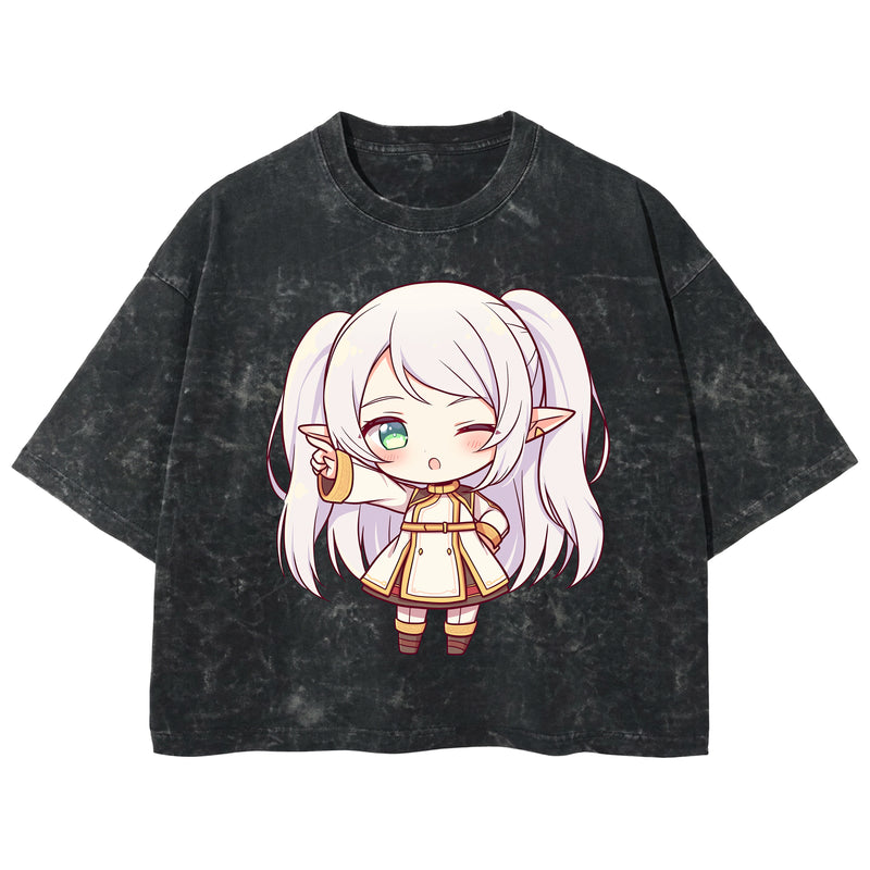 Playera streetwear premium de anime y gaming ExtraLife MX, corte boxy deluxe mineral wash heavyweight en color Acid Wash, moda urbana mexicana de culto.