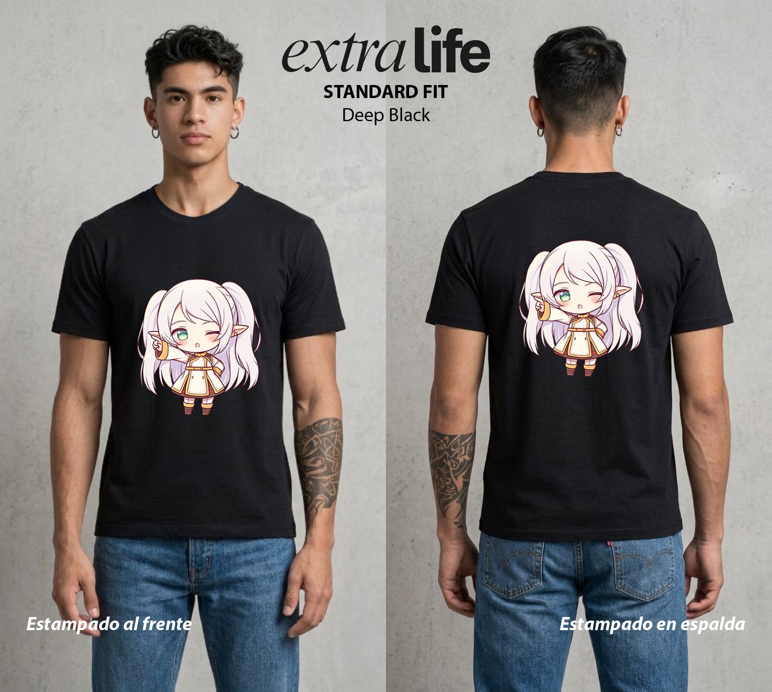 El Viaje sin Fin | El Viaje sin Fin Chibi #01468 - Playera Standard Fit | Deep Black - Foto en modelo