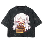 Playera streetwear premium de anime y gaming ExtraLife MX, corte boxy deluxe mineral wash heavyweight en color Acid Wash, moda urbana mexicana de culto.