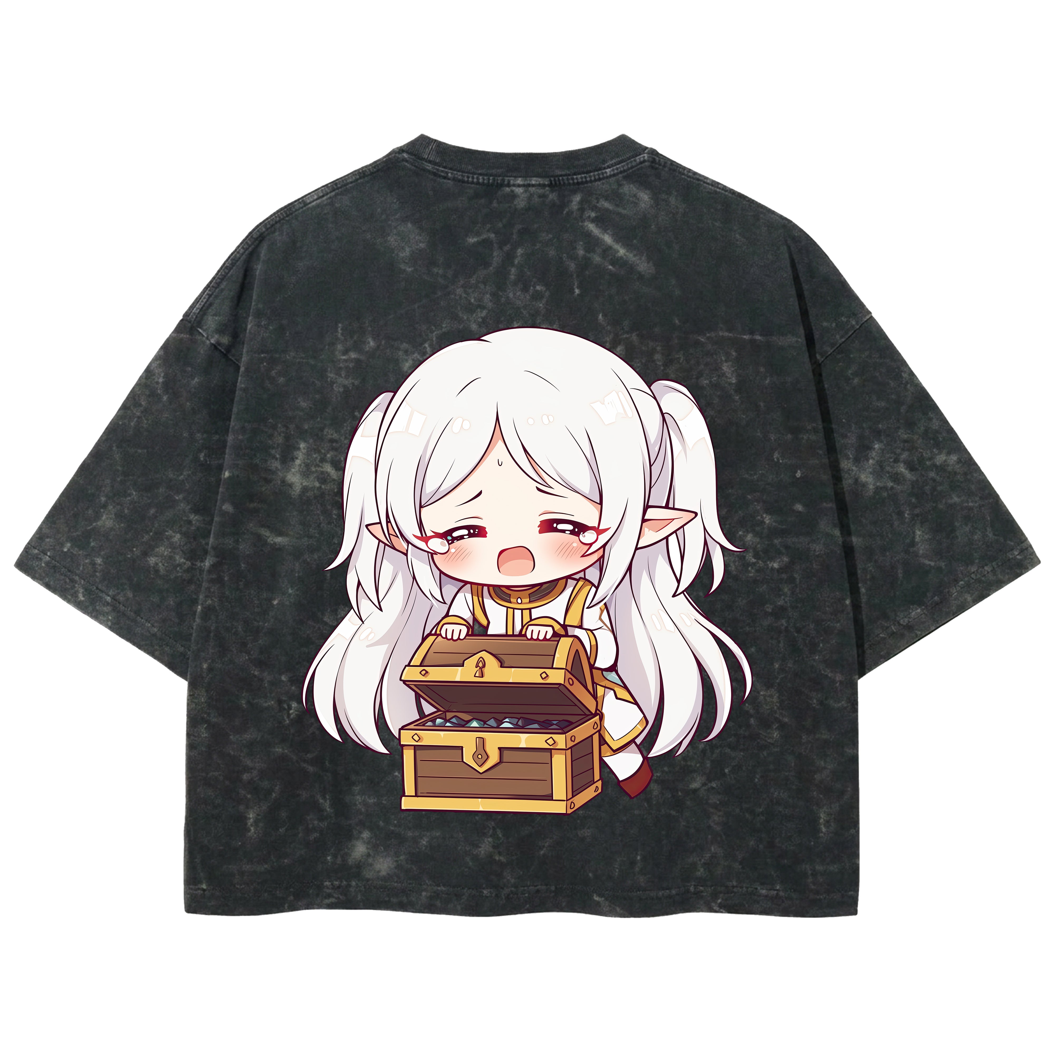 Playera streetwear premium de anime y gaming ExtraLife MX, corte boxy deluxe mineral wash heavyweight en color Acid Wash, moda urbana mexicana de culto.