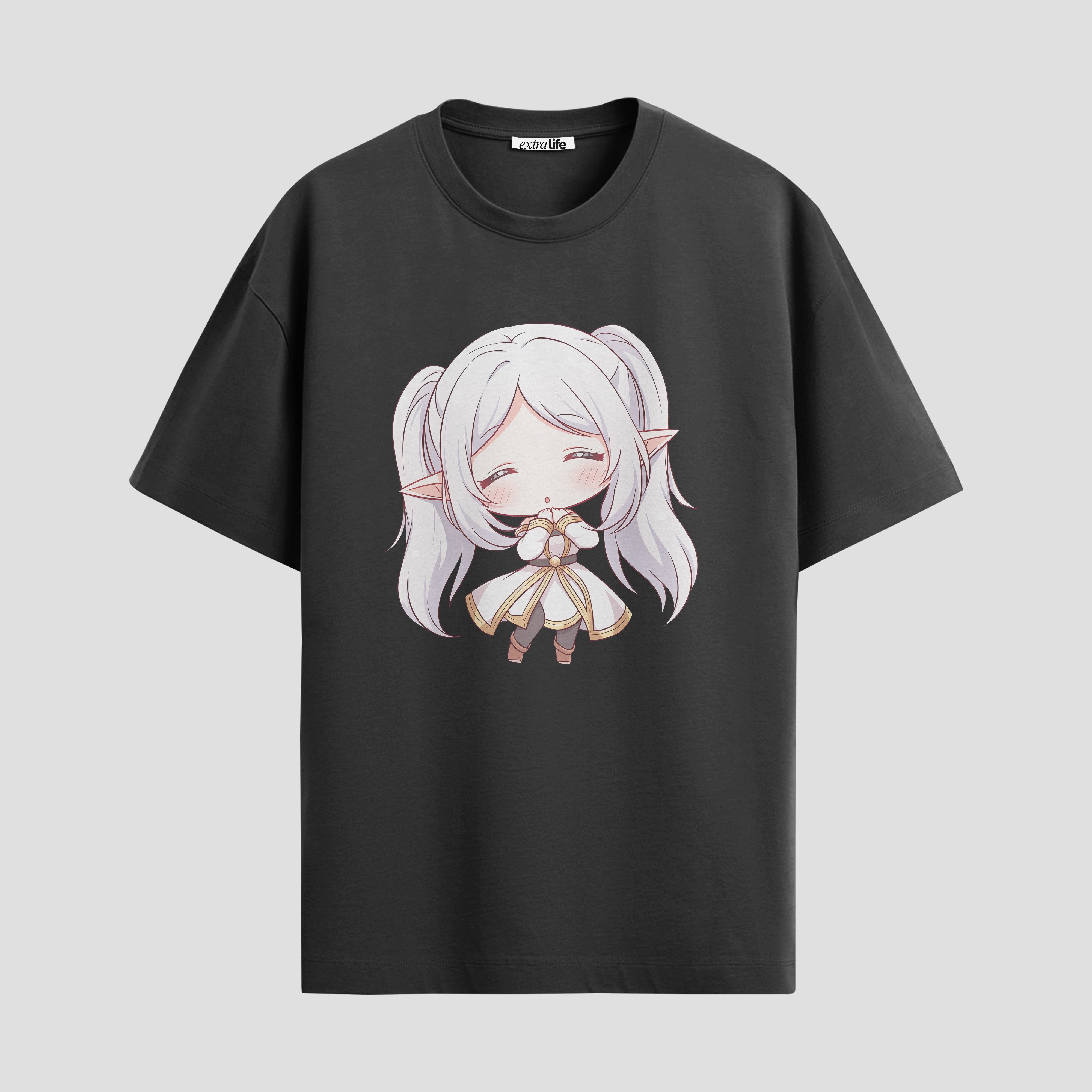 Playera urbana de anime y gaming ExtraLife MX, corte Standard Fit unisex ligero y transpirable en color Deep Black y Pure White, ropa de uso diario para gym y casual.