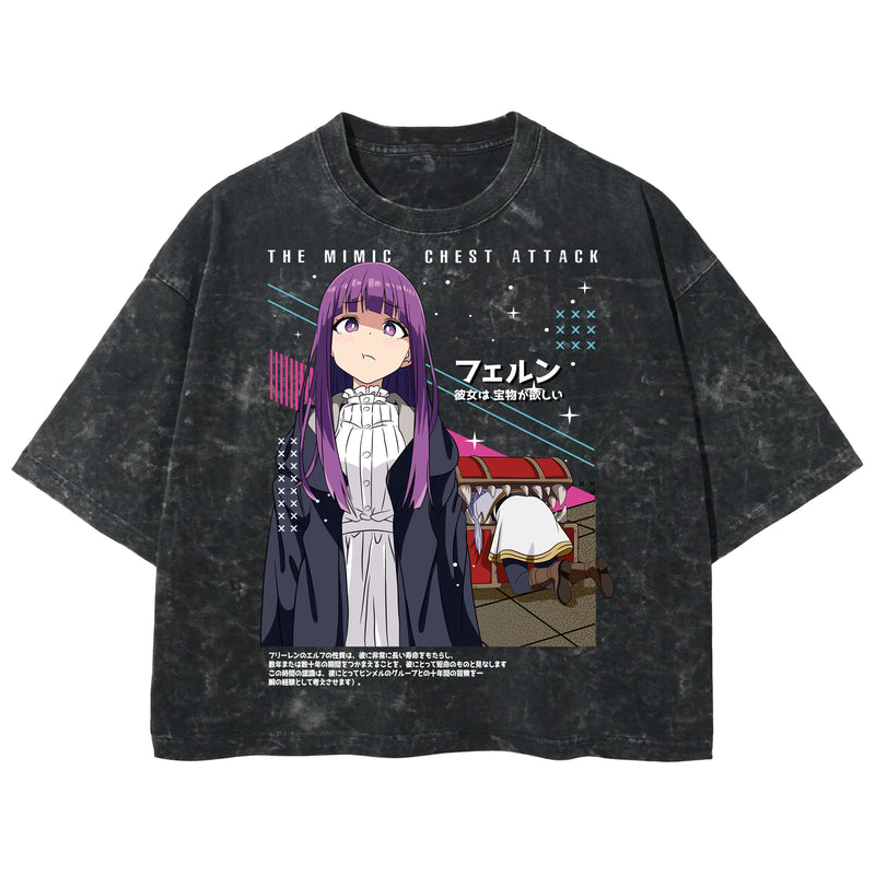 Playera streetwear premium de anime y gaming ExtraLife MX, corte boxy deluxe mineral wash heavyweight en color Acid Wash, moda urbana mexicana de culto.