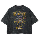 Playera streetwear premium de anime y gaming ExtraLife MX, corte boxy deluxe mineral wash heavyweight en color Acid Wash, moda urbana mexicana de culto.