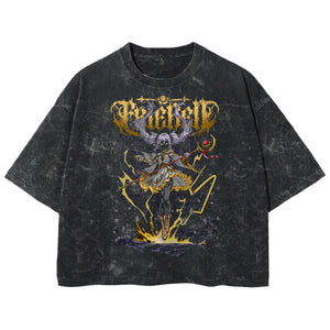 Playera streetwear premium de anime y gaming ExtraLife MX, corte boxy deluxe mineral wash heavyweight en color Acid Wash, moda urbana mexicana de culto.