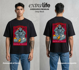 El Precio de la Alquimia | El Alma en la Armadura #01474 - Playera Oversized Premium | Deep Black - Foto en modelo