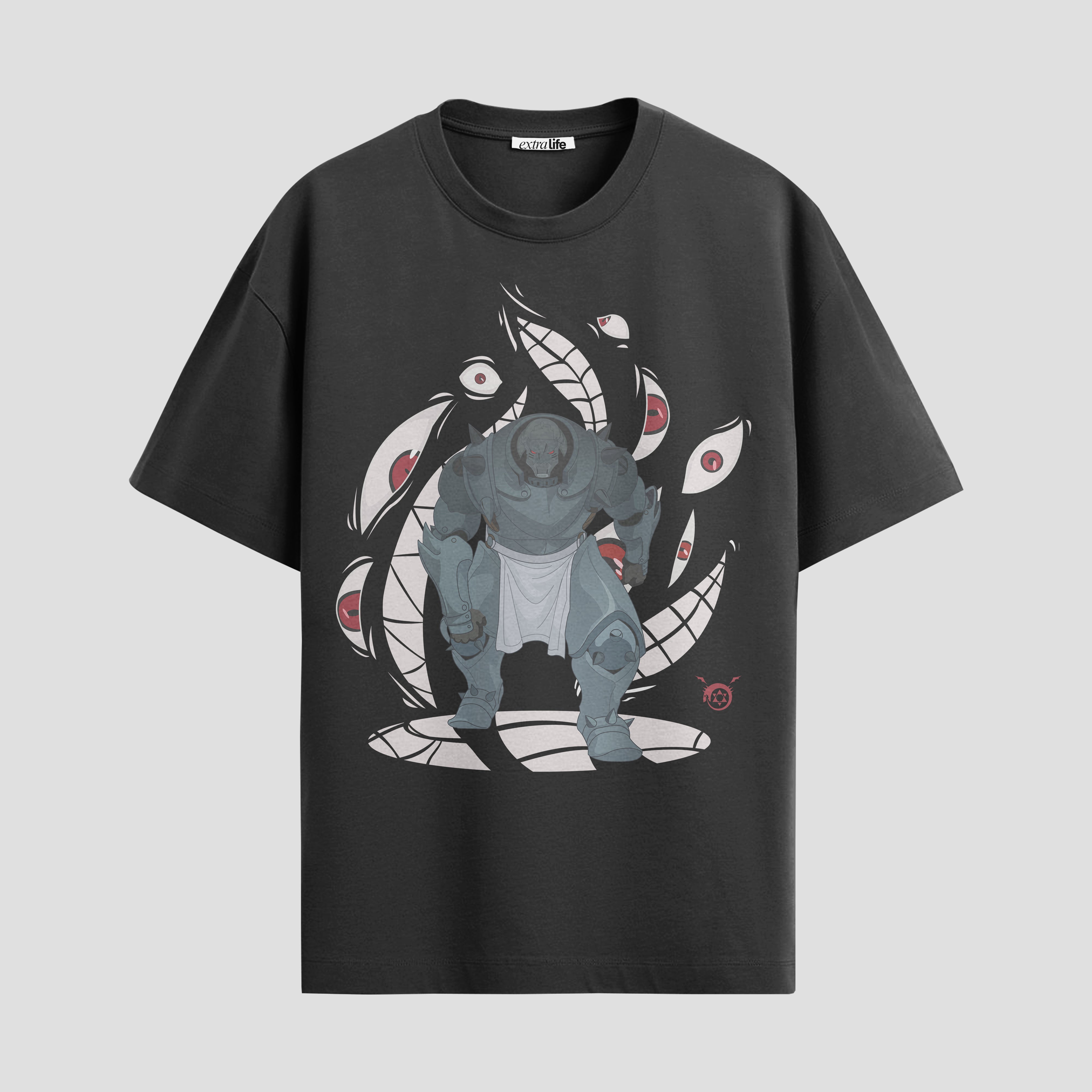Playera urbana de anime y gaming ExtraLife MX, corte Standard Fit unisex ligero y transpirable en color Deep Black y Pure White, ropa de uso diario para gym y casual.